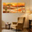 Cactus, paysage désertique, coucher de soleil, arbres de cactus, soleil, couleurs chaudes, ensemble de 3 impressions sur toile-287791378