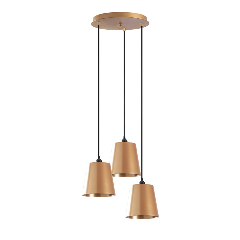 Luminaire suspendu pour îlot de cuisine à 3 lumières Excalibur, Cuivre