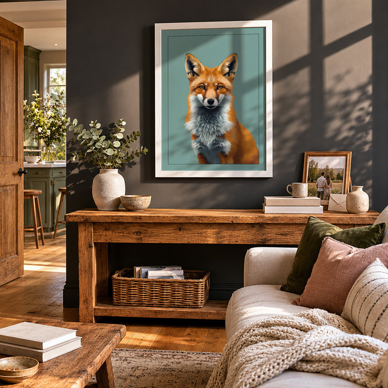 Fox in Focus Modern - Framed Print, A2 - 59.4 x 42.0 cm, White