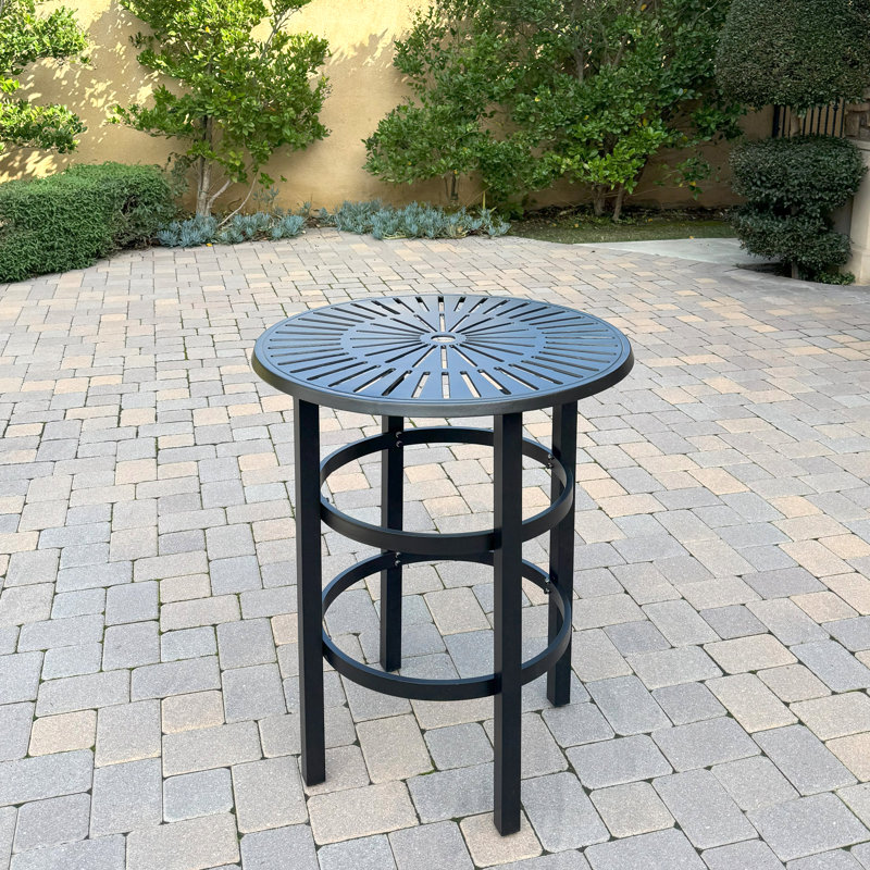 Aluminum 5-Piece Patio Bar Set with Cushion, Beige