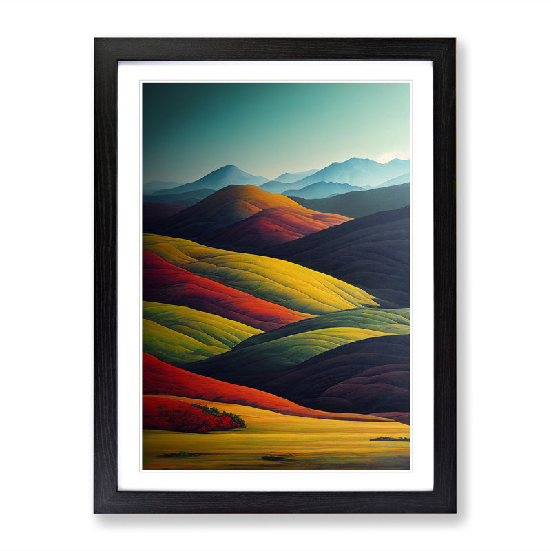 Meadow Hills Landscape - Framed Print, Black, 34cm H x 25cm W x 2cm D