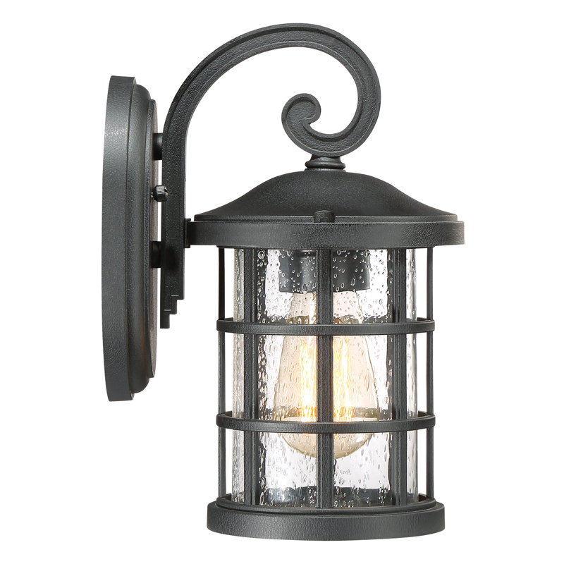 Lanterne murale d'extérieur en verre Auted Autry, Noir terre, H 14,25 po x l 8 po x P 9,75 po