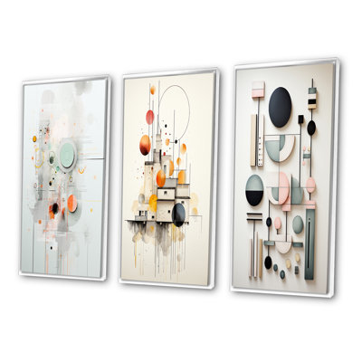 «Minimal Persistance In Light Retro Blue», 3 pièces sur toile