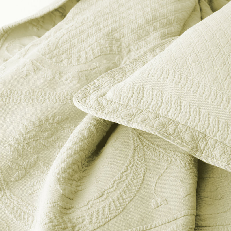 Ivory Cotton Euro Sham with Matelasse Quilted Design