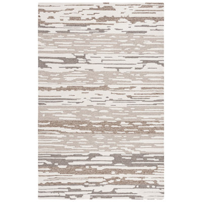 Fifth Avenue Hand Tufted Wool/Cotton Abstract Rug in Brown/Beige