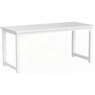 Bureau de direction 63 po, grand poste de travail d'ordinateur moderne avec structure en métal épais