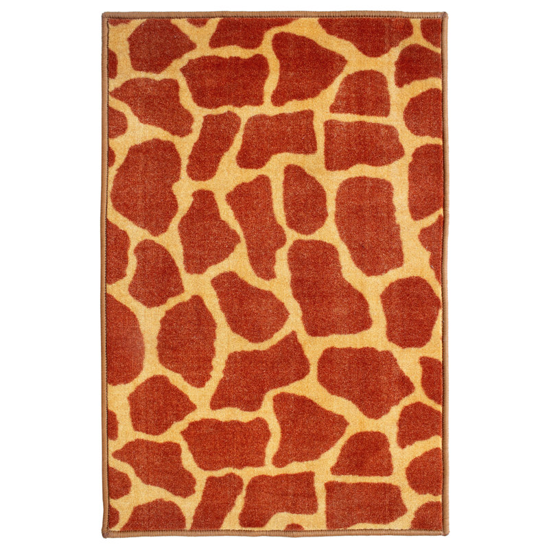 Tapis orange à imprimé animal, Rectangle de 10 pi x 14 pi
