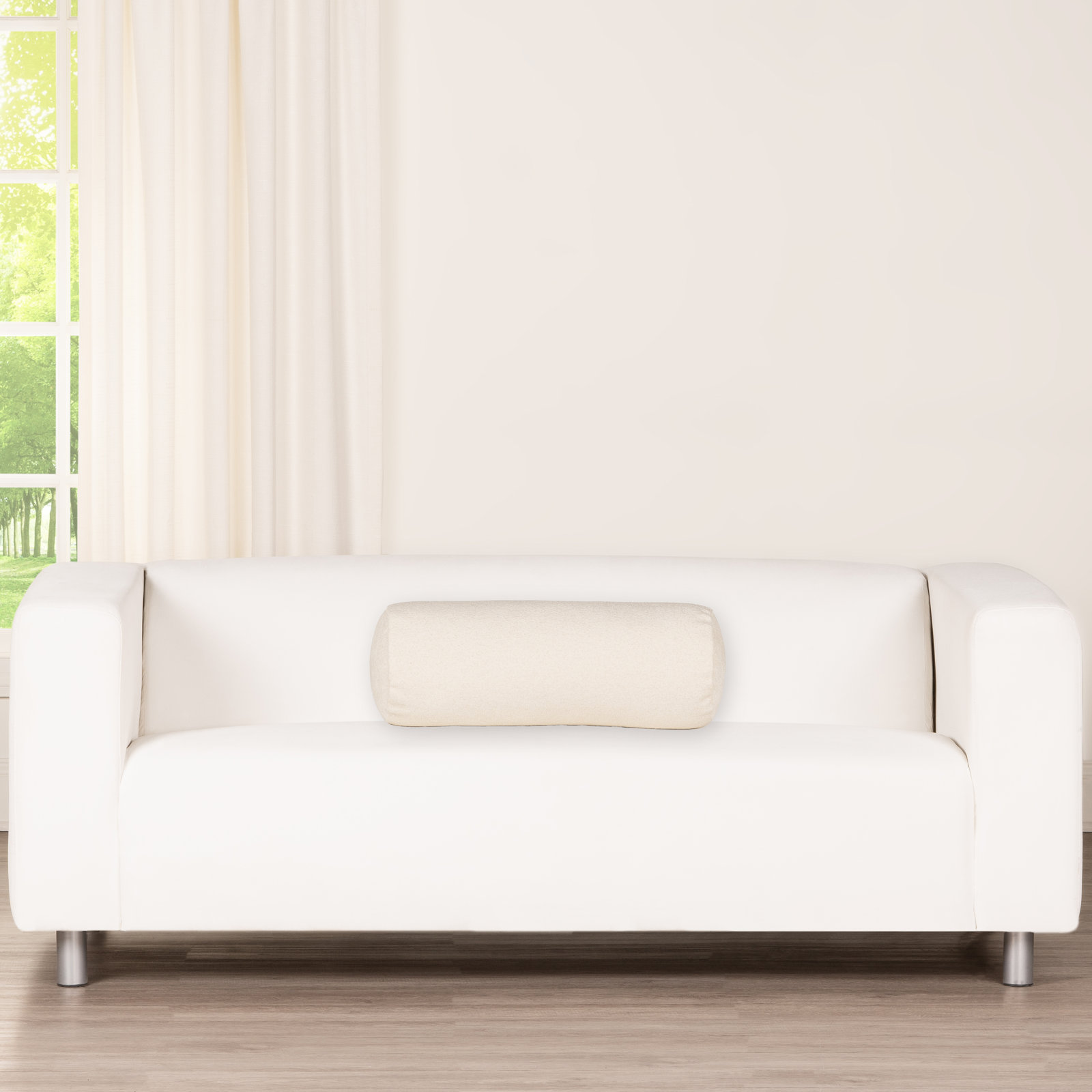 Cascade Throw Pillow, Cream, Bolster 8" H x 21" W