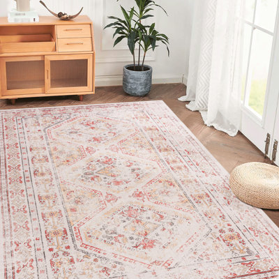 Tapis beige 8 x 10 - lavable, à poils courts, envers antidérapant, ne perd pas ses poils, pliable, pour le salon, la chambre à coucher et les animaux domestiques Beige, antidérapant, chambre et chambre pour animaux
