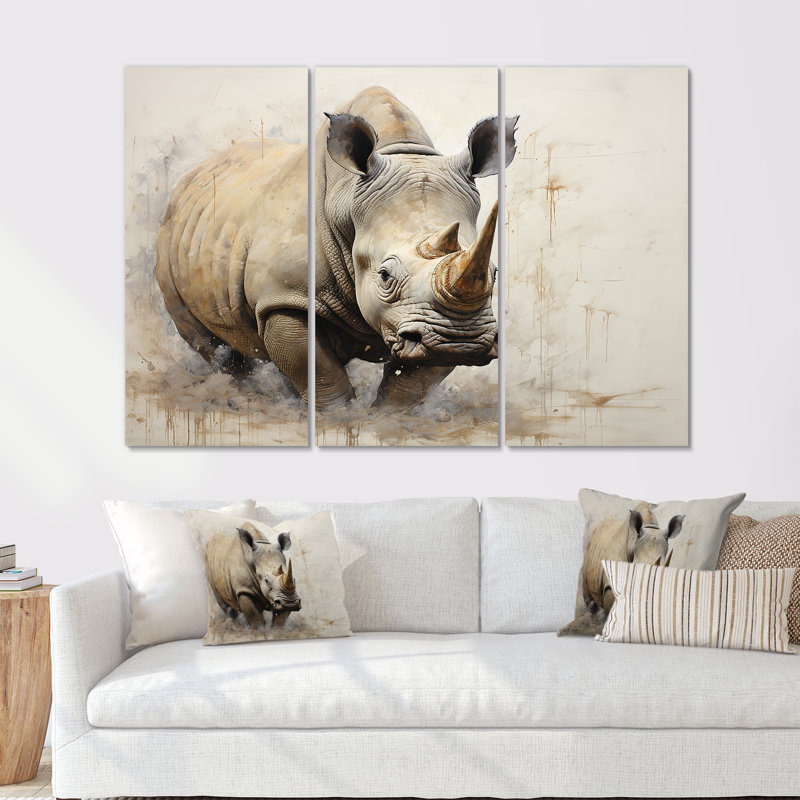 Mighty Strong Rhinoceros - Ensemble de décoration murale Rhinocéros, H 40 po x l 60 po