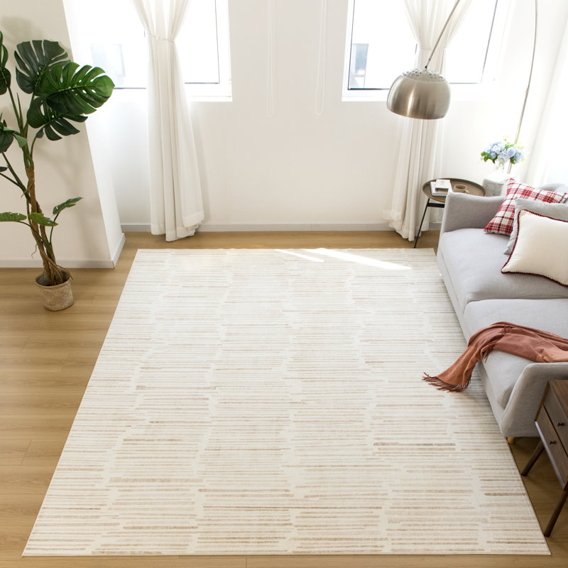 Tapis beige Cassella Sand Lines, Rectangulaire : 7 pi 9 po x 9 pi 9 po