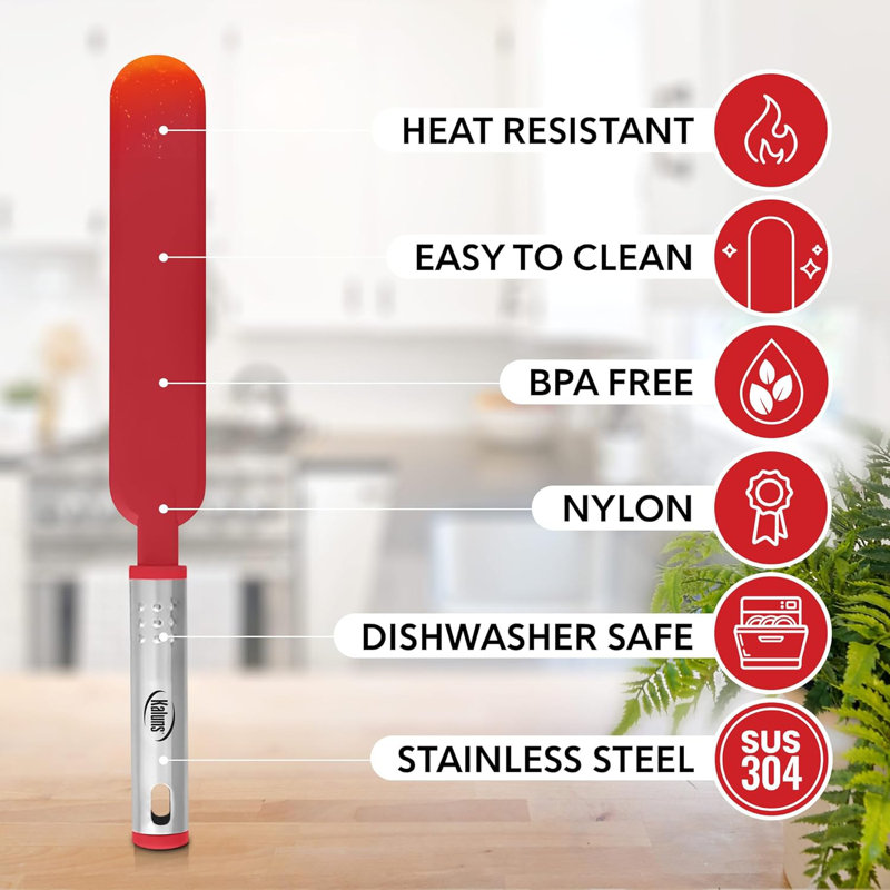 Ensemble de 17 spatules en silicone et ustensiles de cuisson Kaluns, poignées en nylon et en acier inoxydable, ustensiles de cuisson antiadhésifs résistants à la chaleur, rouge