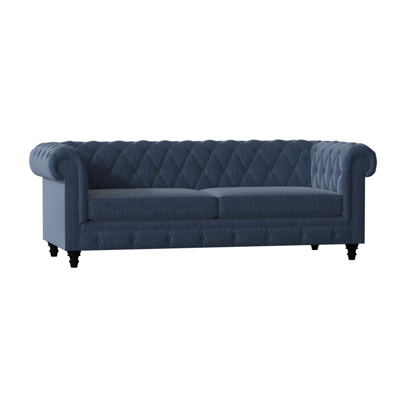 Canapé Chesterfield à accoudoirs roulés, Denim Key, 60 pouces, Naturel