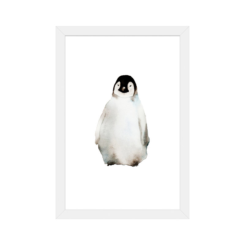 Art pingouin, H 24 po x l 16 po x P 1 po, Papier avec cadre blanc