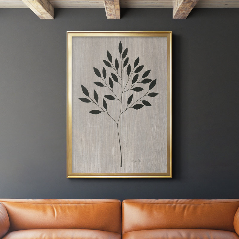 Feuilles et bois I, toile encadrée de qualité supérieure - prête à être accrochée, Or, H 42,5 po x l 30,5 po