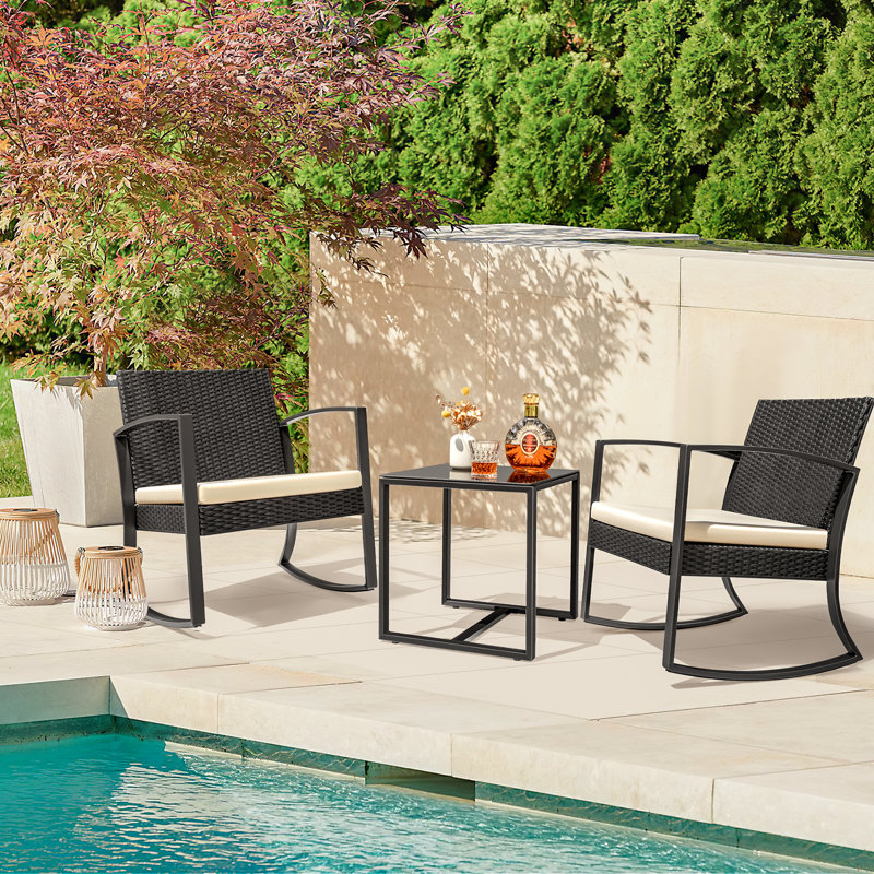 Anniah 2 - Person Patio Dining Set with Square Table , Cushions Included, White