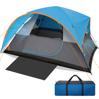 Tente pour 8 personnes pour camping 1500 mm imperméable enduite de polyuréthane avec mouche amovible, tente extérieure facile à installer 3 saisons avec 2 grandes fenêtres