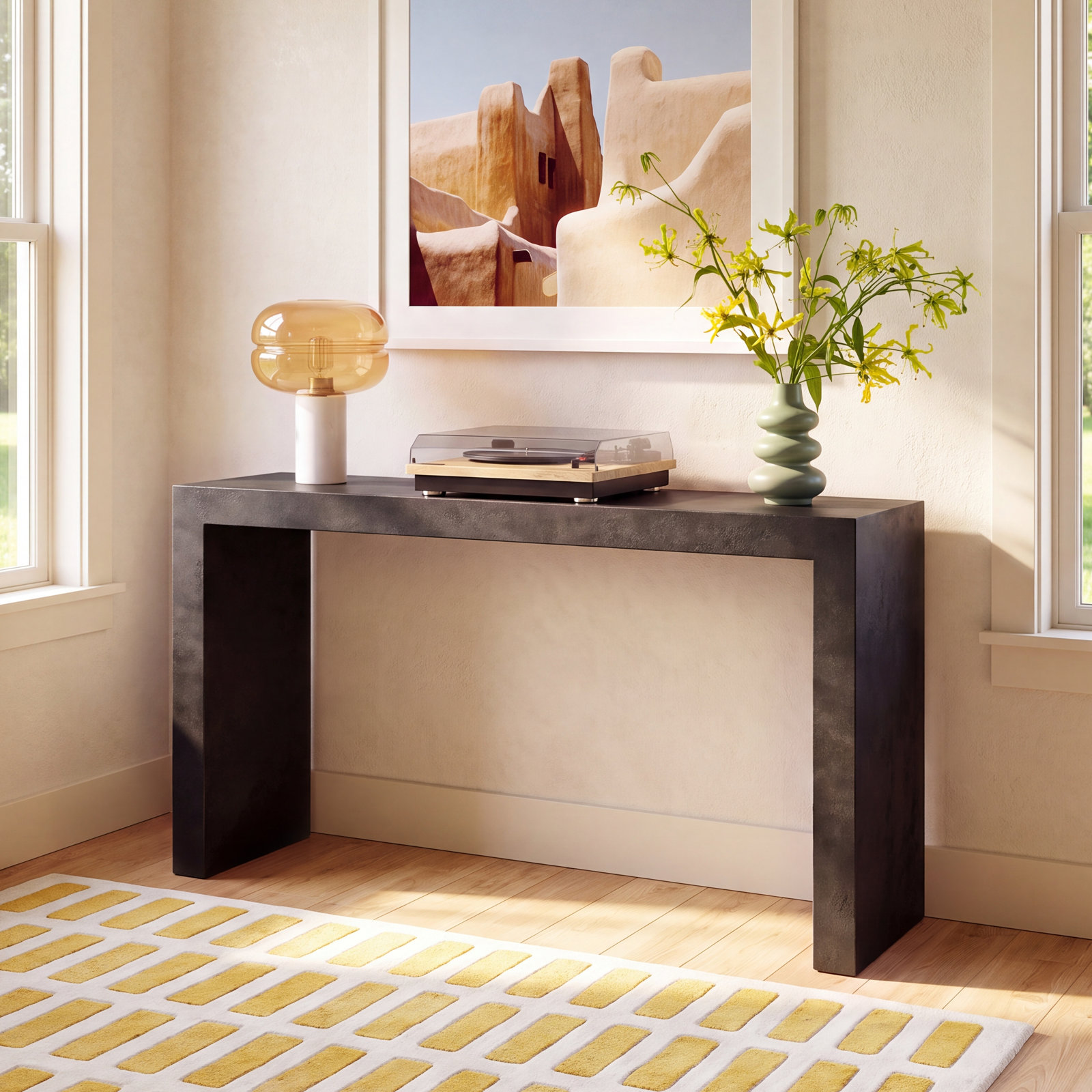 Kareen 55'' Console Table, Lava Brown
