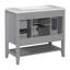 Meuble-lavabo de 91 cm avec lavabo, armoire de salle de bain grise avec tiroirs-1470589735
