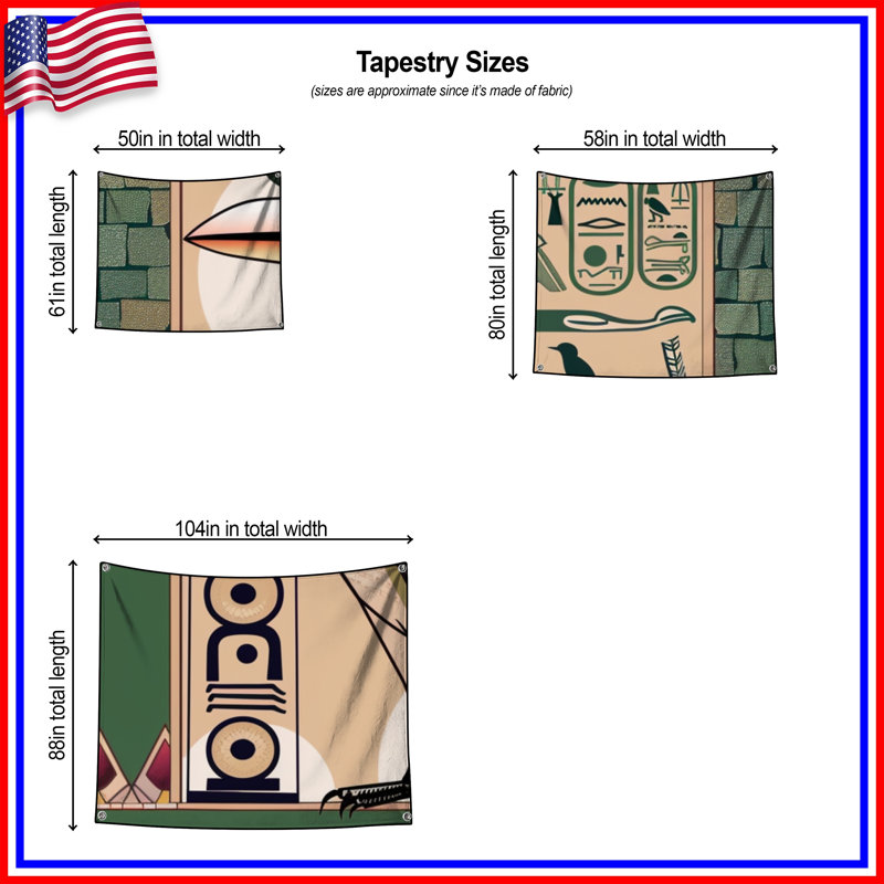 Tapisserie égyptienne - décoration murale, H 68 po x l 80 po avec 4 œillets