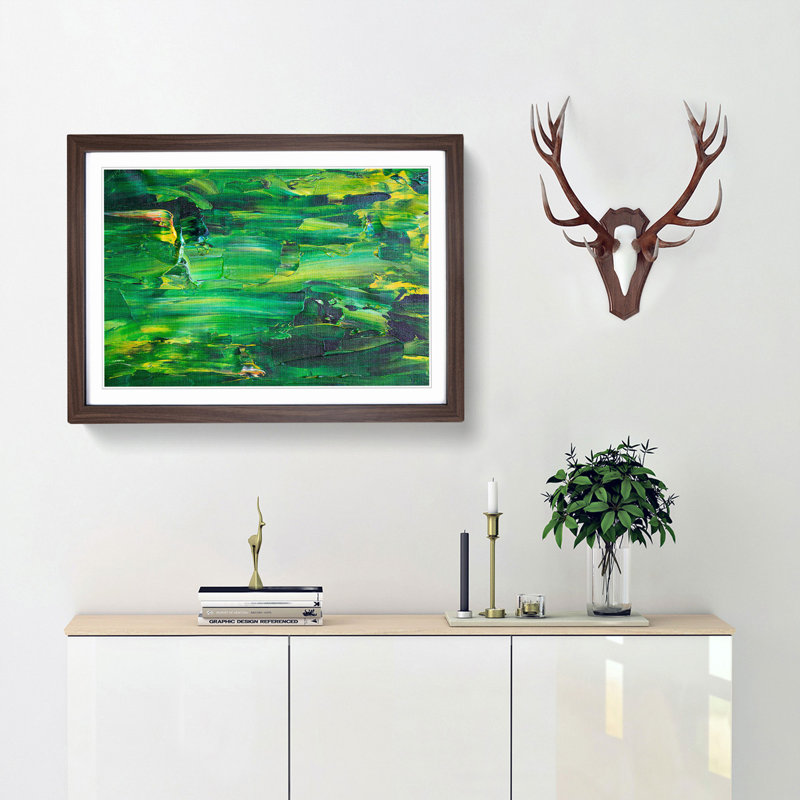 Abstract Art Painting Vol.337 by S.Johnson - Picture Frame Painting Print, 48cm H x 65cm W x 2cm D, Walnut Framed