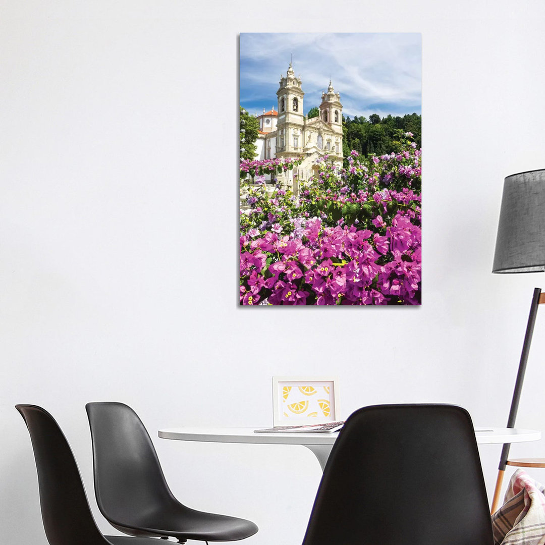 Bom Jesus Do Monte Complex With Bright Flowers von Terry Eggers - Gallery-Wrapped Canvas Giclée on Canvas