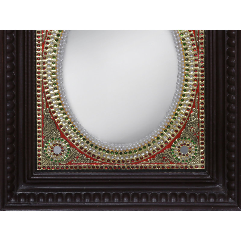Designer Mirror | Traditional Colours With 24 Karat Gold | With Frame