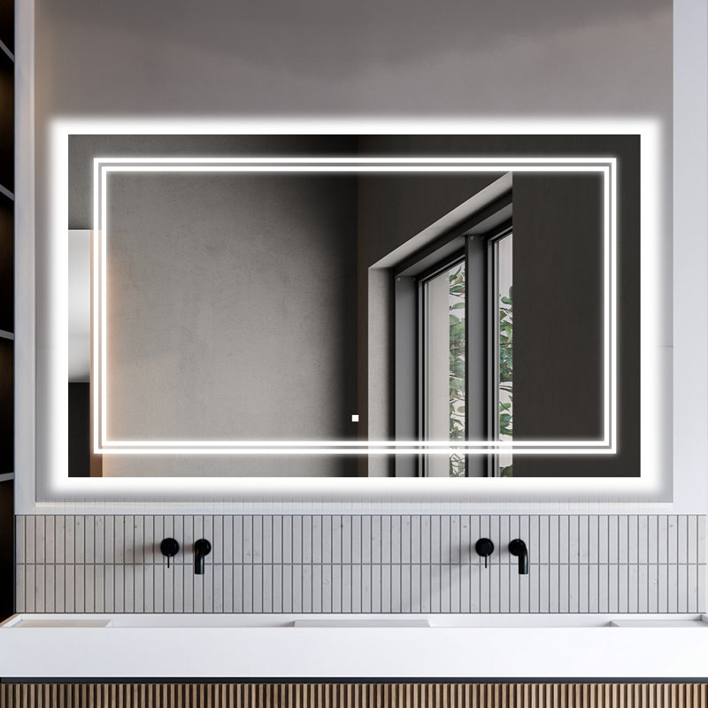 Soho Sleek LED Lighted Bathroom Mirror 72"x36" with Defogger and Dimmable Ambience