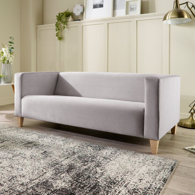 Aunchman 3 Seater Upholstered Sofa, Silver