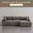4 - Piece Upholstered Light Gray Faux Rabbit Fur Flannel Reversible Modular Sofa Living Room Sectional Couch with Ottoman-255998396