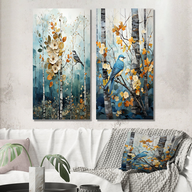 «Birch Woods Enchanted Forest», 2 pièces sur toile, Toile tendue, H 20 po x l 24 po