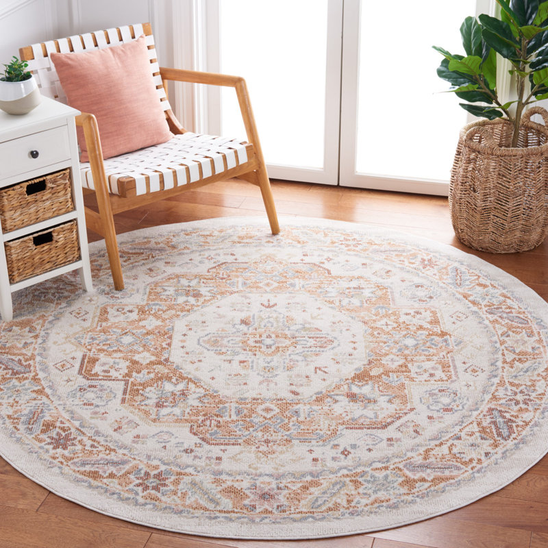 Tapis oriental beige / rouille Helfrich, Rond 6 pi 7 po