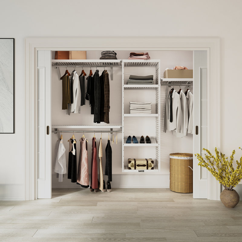 Solid Wood White Reach-In Closet System