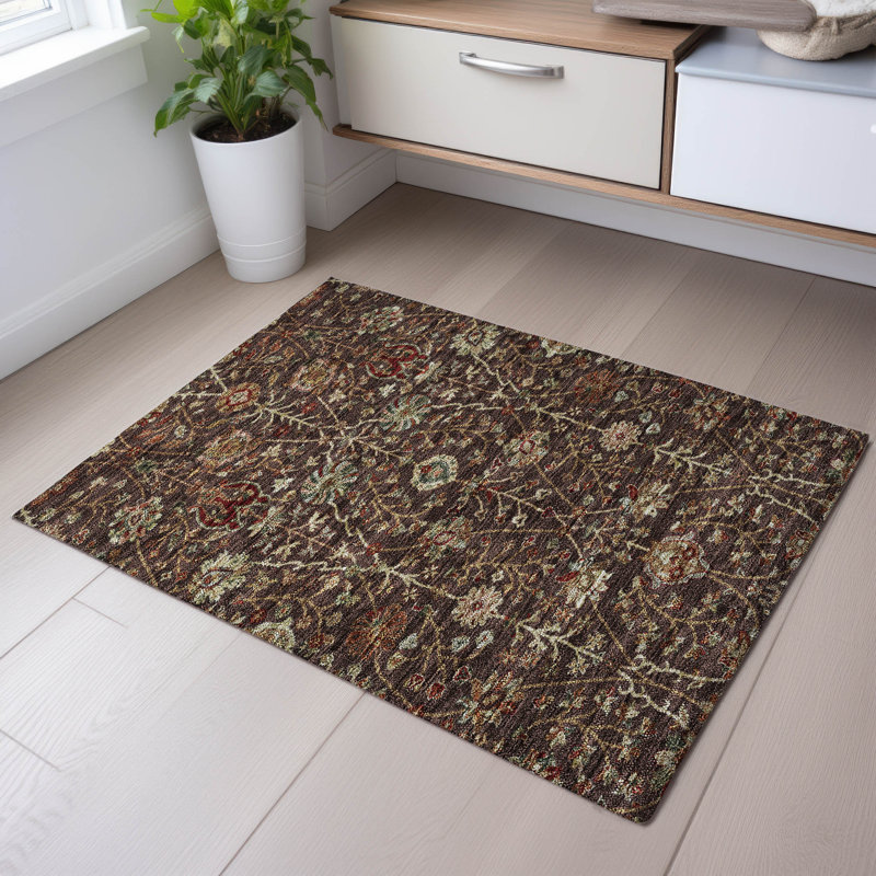 Tapis floral lavable à la machine de qualité supérieure Dahl AMF1085, Rectangle 1 pi 8 po x 2 pi 6 po