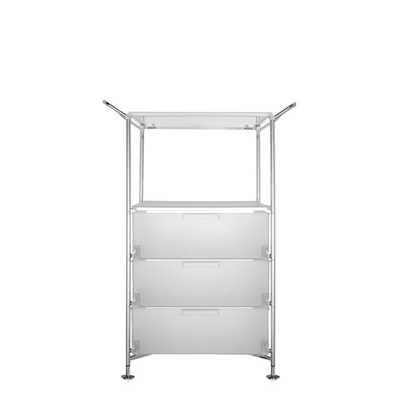 Mobil Storage Drawer, Translucent Ice, 4 Drawers with Open Shelf and Wheels