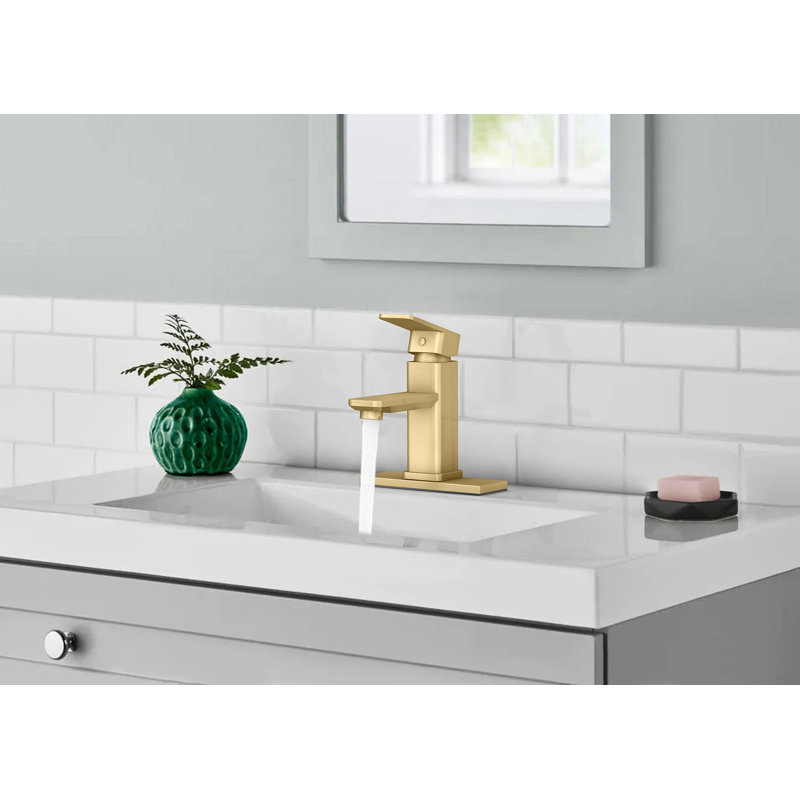 Mounting / Installation Required Single-handle Bathroom Faucet with Drain Assembly, Gold