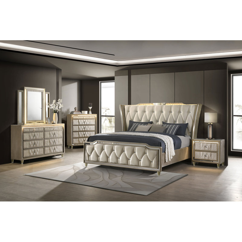 Ensemble de chambre avec très grand lit 5 pièces Aikens, Très grand