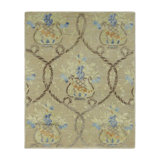 Rug & Kilim’S Block Print Rug In Beige With Elegant Floral Vase Motifs