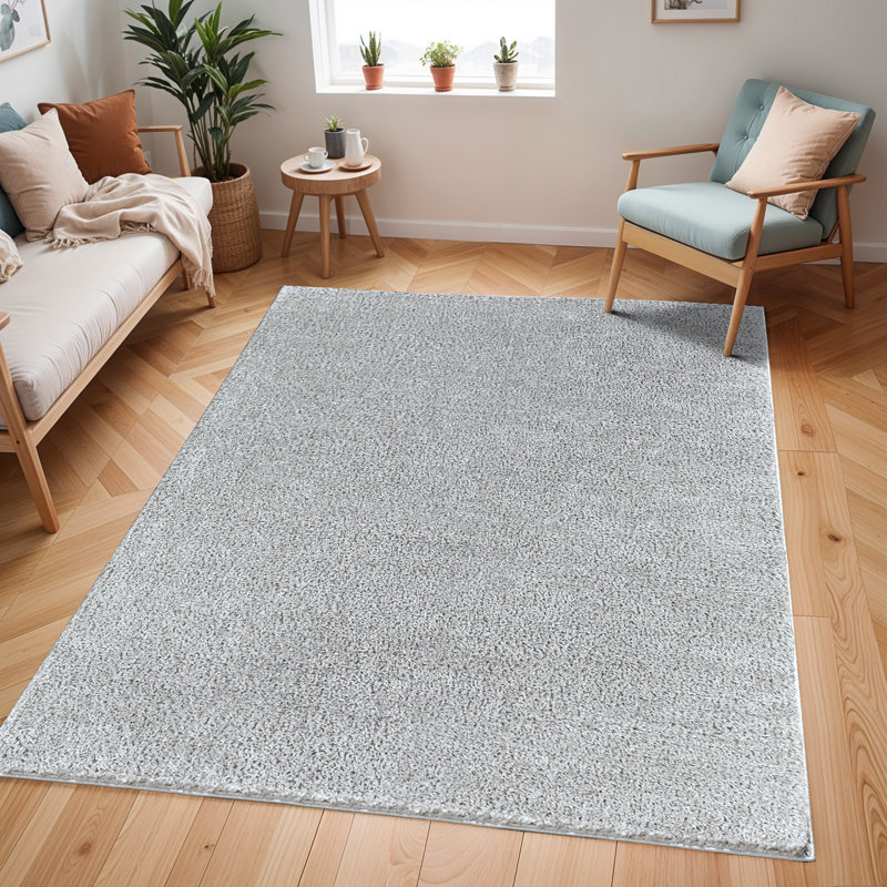 Ridout Solid High-Pile Rug, Light Grey, Rectangle 120 x 170 cm, Polyester