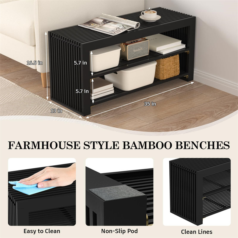 Nechama Wood Storage Bench