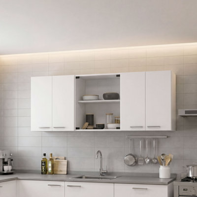 Armoire de cuisine murale supérieure avec support à vaisselle et tablettes Superior - blanc