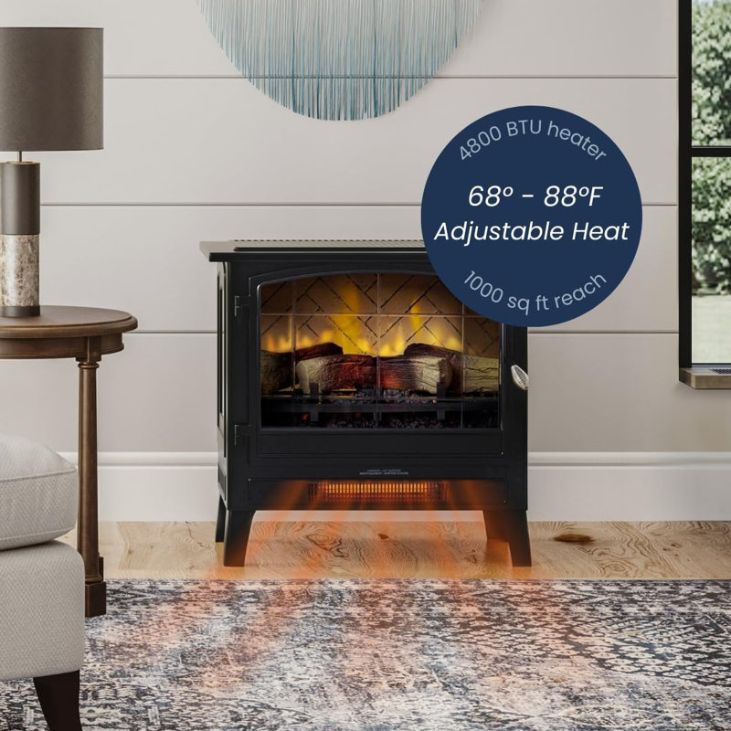 Country Living Smart Infrared Electric Fireplace Stove Heater in Black - Alexa and Google Home Compatible, Black