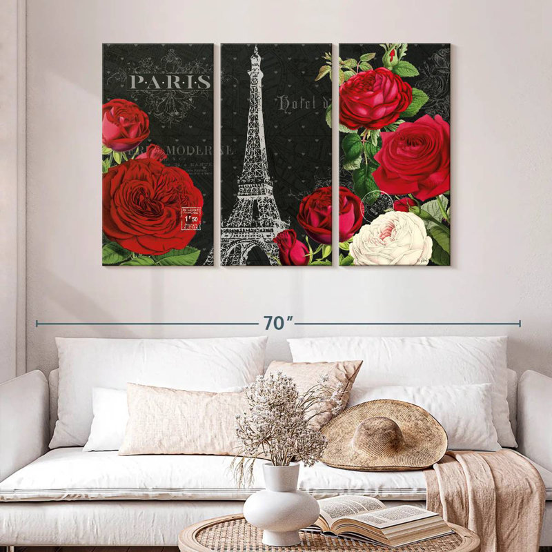 Lilie rouge Paris I noir, H 32 po x l 50 po
