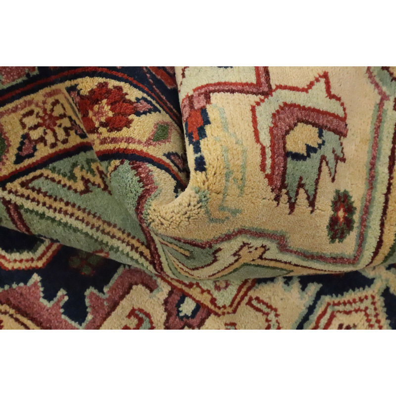 Grand tapis indien à motif de médaillon géométrique 10 x 14