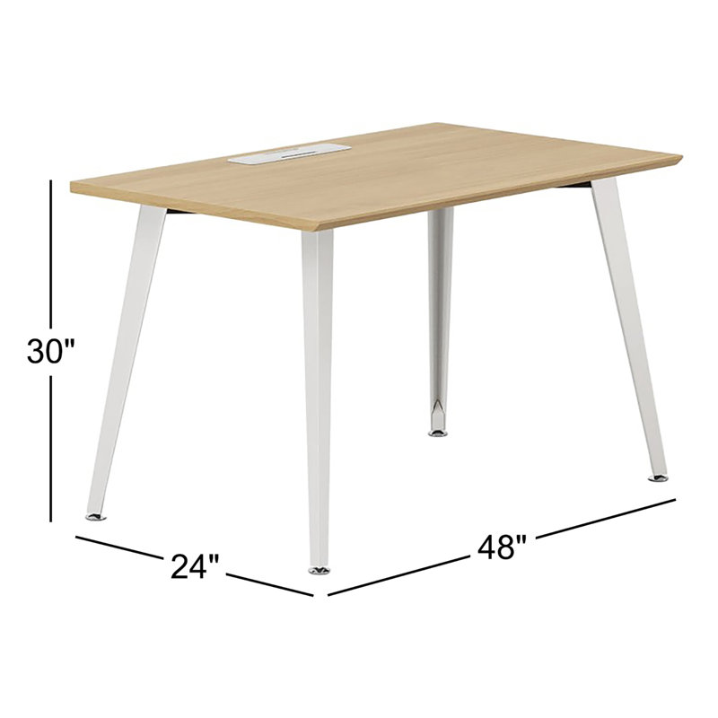 Office Desk, 30" H x 48" W x 24" D, White, Woodgrain