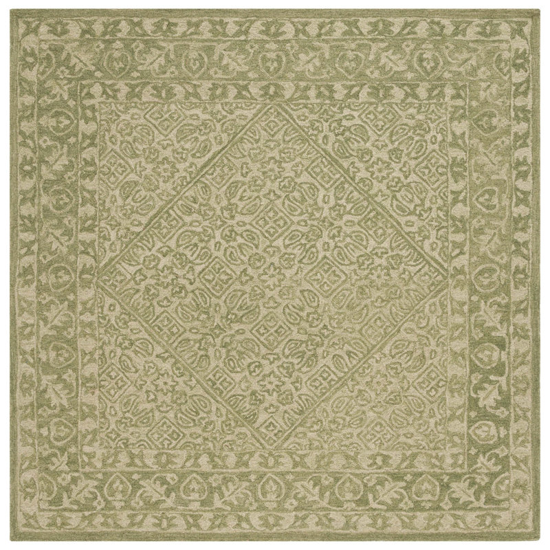 Ajdin Hand Woven Wool/Cotton Area Rug, Square 7'