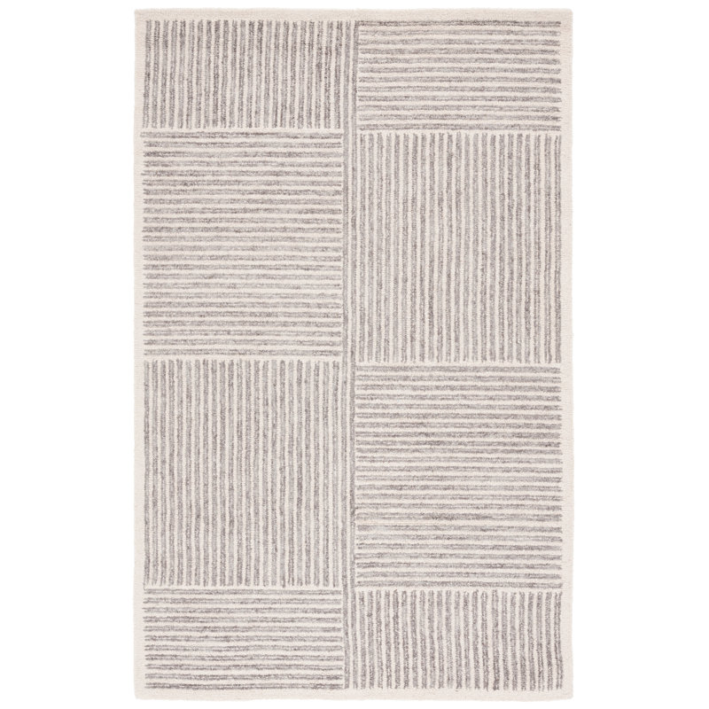Tapis rayé en laine et en jute touffeté Rowden, Rectangle 4 pi x 6 pi