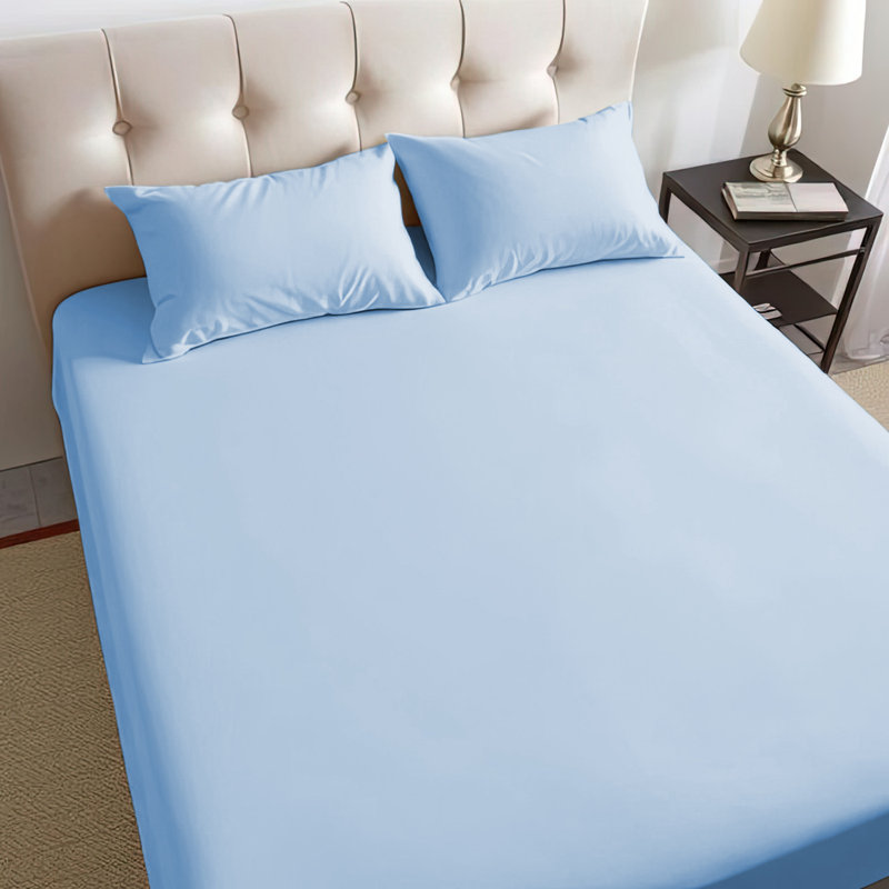40cm Extra Deep Fitted Sheet – Soft Microfiber, Wrinkle-Free, Cooling, Elastic Corners, Blue, Double (4'6)