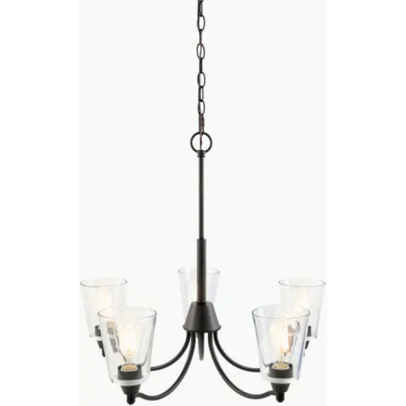 Lustre Yueva, 5 lumières, Clair, Noir mat