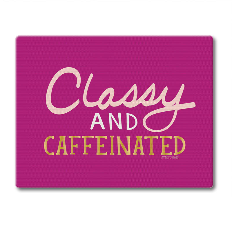 Planche à découper en verre trempé 3 mm CounterArt Classy & Caféine 10 po x 8 po